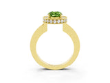 Yellow gold Oval Cut Halo Diamond Engagement Ring with Milgrain Pave Band and Four-Prong Setting_3
