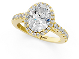 Yellow gold Oval Cut Halo Diamond Engagement Ring with Pave Band and Four-Prong Setting_41
