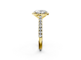 Yellow gold Oval Cut Halo Diamond Engagement Ring with Pave Band and Four-Prong Setting_42