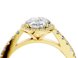 Yellow gold Oval Cut Halo Diamond Engagement Ring with Pave Band and Four-Prong Setting_44