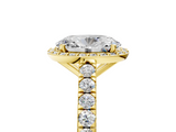 Yellow gold Oval Cut Halo Diamond Engagement Ring with Pave Band and Four-Prong Setting_45