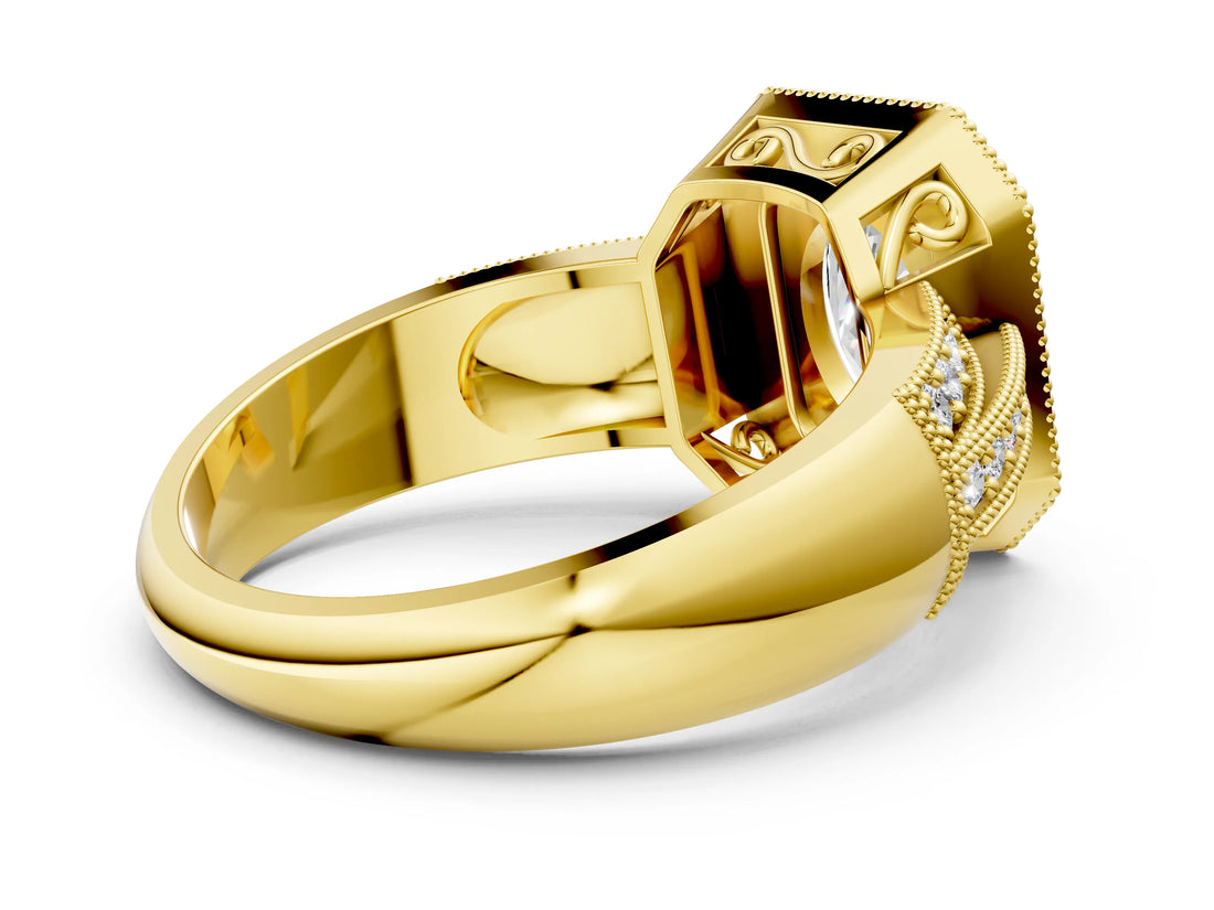 Yellow gold Oval Cut Halo Diamond Engagement Ring with Pave Split Shank and Four-Prong Setting_15