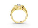 Yellow gold Oval Cut Halo Diamond Engagement Ring with Pave Split Shank and Four-Prong Setting_18