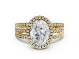 Yellow gold Oval Cut Halo Diamond Engagement Ring with Split Shank and Four-Prong Setting_20