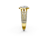 Yellow gold Oval Cut Halo Diamond Engagement Ring with Split Shank and Four-Prong Setting_22