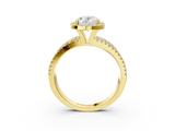 Yellow gold Oval Cut Halo Diamond Engagement Ring with Split Shank and Four-Prong Setting_23