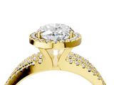 Yellow gold Oval Cut Halo Diamond Engagement Ring with Split Shank and Four-Prong Setting_24