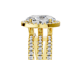 Yellow gold Oval Cut Halo Diamond Engagement Ring with Split Shank and Four-Prong Setting_25
