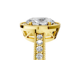 Yellow gold Oval Cut Halo Diamond Pave Band Ring with Four-Prong Setting_65