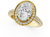 Yellow gold Oval Cut Halo Diamond Pave Band with Four-Prong Setting_47