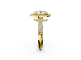 Yellow gold Oval Cut Halo Diamond Pave Band with Four-Prong Setting_48