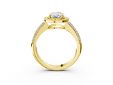 Yellow gold Oval Cut Halo Diamond Pave Band with Four-Prong Setting_49