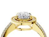 Yellow gold Oval Cut Halo Diamond Pave Band with Four-Prong Setting_50