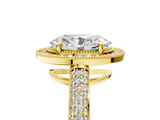 Yellow gold Oval Cut Halo Diamond Pave Band with Four-Prong Setting_51
