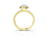 Yellow gold Oval Cut Halo Diamond Pave Band with Prong Setting_11