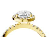 Yellow gold Oval Cut Halo Diamond Pave Band with Prong Setting_12