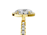 Yellow gold Oval Cut Halo Diamond Pave Band with Prong Setting_13