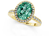 Yellow gold Oval Cut Halo Diamond Pave Band with Prong Setting_1