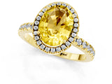 Yellow gold Oval Cut Halo Diamond Pave Band with Prong Setting_1