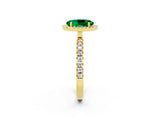 Yellow gold Oval Cut Halo Diamond Pave Band with Prong Setting_2