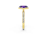 Yellow gold Oval Cut Halo Diamond Pave Band with Prong Setting_2