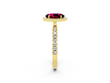 Yellow gold Oval Cut Halo Diamond Pave Band with Prong Setting_2