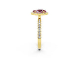 Yellow gold Oval Cut Halo Diamond Pave Band with Prong Setting_2