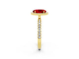 Yellow gold Oval Cut Halo Diamond Pave Band with Prong Setting_2