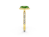 Yellow gold Oval Cut Halo Diamond Pave Band with Prong Setting_2