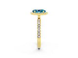 Yellow gold Oval Cut Halo Diamond Pave Band with Prong Setting_2
