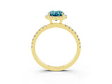 Yellow gold Oval Cut Halo Diamond Pave Band with Prong Setting_3