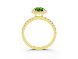 Yellow gold Oval Cut Halo Diamond Pave Band with Prong Setting_3