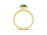 Yellow gold Oval Cut Halo Diamond Pave Band with Prong Setting_3