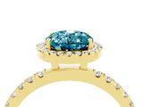 Yellow gold Oval Cut Halo Diamond Pave Band with Prong Setting_4