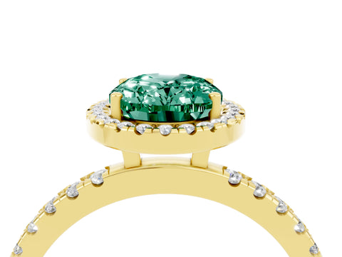Yellow gold Oval Cut Halo Diamond Pave Band with Prong Setting_4