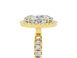 Yellow gold Oval Cut Halo Diamond Pave Band with Prong Setting_5