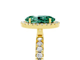 Yellow gold Oval Cut Halo Diamond Pave Band with Prong Setting_5