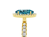 Yellow gold Oval Cut Halo Diamond Pave Band with Prong Setting_5