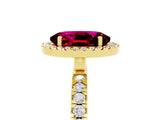 Yellow gold Oval Cut Halo Diamond Pave Band with Prong Setting_5