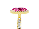 Yellow gold Oval Cut Halo Diamond Pave Band with Prong Setting_5