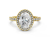 Yellow gold Oval Cut Halo Diamond Pave Band with Prong Setting_8