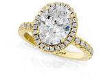 Yellow gold Oval Cut Halo Diamond Pave Band with Prong Setting_9
