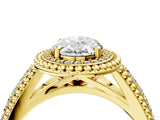 Yellow gold Oval Cut Halo Diamond Ring with Beaded Split Shank and Four-Prong Setting_13