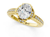 Yellow gold Oval Cut Halo Diamond Ring with Channel Set Band and Four-Prong Setting_33