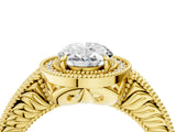 Yellow gold Oval Cut Halo Diamond Ring with Pavé Band and Four-Prong Setting_85