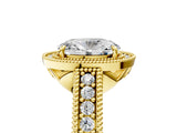 Yellow gold Oval Cut Halo Diamond Ring with Pavé Band and Four-Prong Setting_86