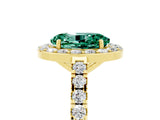 Yellow gold Oval Cut Halo Diamond Ring with Pavé Band and Three-Prong Setting_5