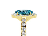 Yellow gold Oval Cut Halo Diamond Ring with Pavé Band and Three-Prong Setting_5