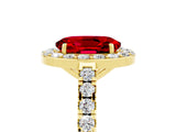 Yellow gold Oval Cut Halo Diamond Ring with Pavé Band and Three-Prong Setting_5