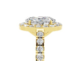 Yellow gold Oval Cut Halo Diamond Ring with Pavé Band and Three-Prong Setting_5